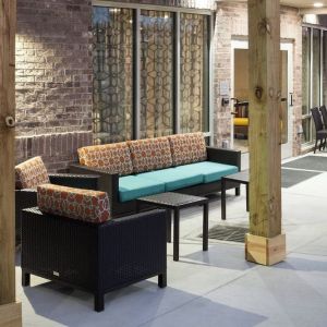 Terrace perfect for coworking at Courtyard By Marriott Fort Worth Historic Stockyards.