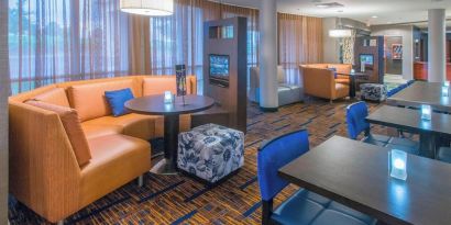 Media pods perfect for coworking at Courtyard By Marriott Montgomery Prattville.