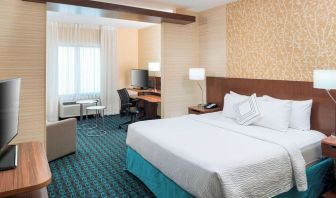 Day use room with work desk and sofa at Fairfield Inn & Suites By Marriott Houston Pasadena.