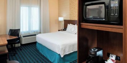 Day use room amenities at Fairfield Inn & Suites By Marriott Houston Pasadena.