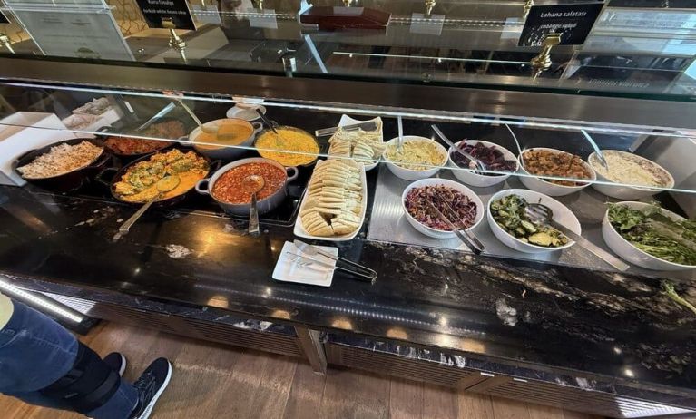 An array of food selection available at Turkish Airlines Lounge, Concourse B (IAD).