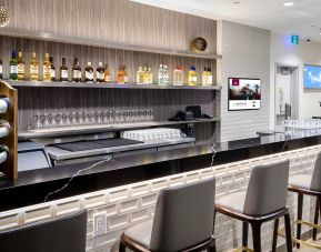 Bar with alcoholic drinks and cocktails available at Plaza Premium Lounge - Terminal 1 (YYZ).