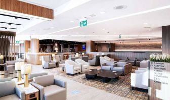 Ample seats with natural light perfect for coworking at Plaza Premium Lounge - Terminal 3 (YYZ).