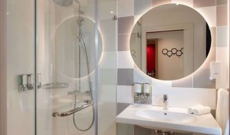 Guest bathroom at Hampton By Hilton Budapest City Centre.