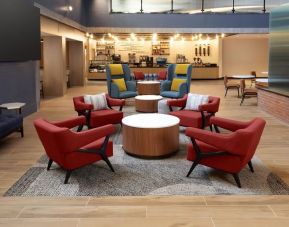 Lobby and coworking lounge at Hyatt Regency Boston/Cambridge.