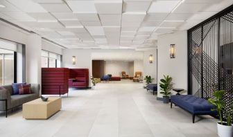 Lobby and coworking lounge at Hyatt Regency Boston/Cambridge.