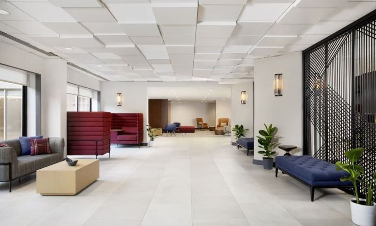 Lobby and coworking lounge at Hyatt Regency Boston/Cambridge.