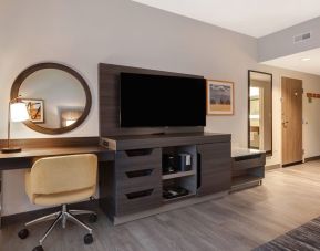 TV and work desk at Hampton Inn Chicago Orland Park.