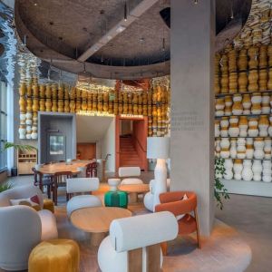 Lobby seating at Canopy By Hilton Cannes.