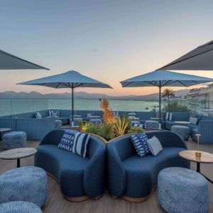 Rooftop seating at Canopy By Hilton Cannes.