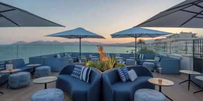 Rooftop seating at Canopy By Hilton Cannes.