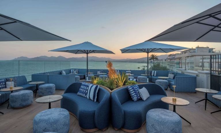 Rooftop seating at Canopy By Hilton Cannes.