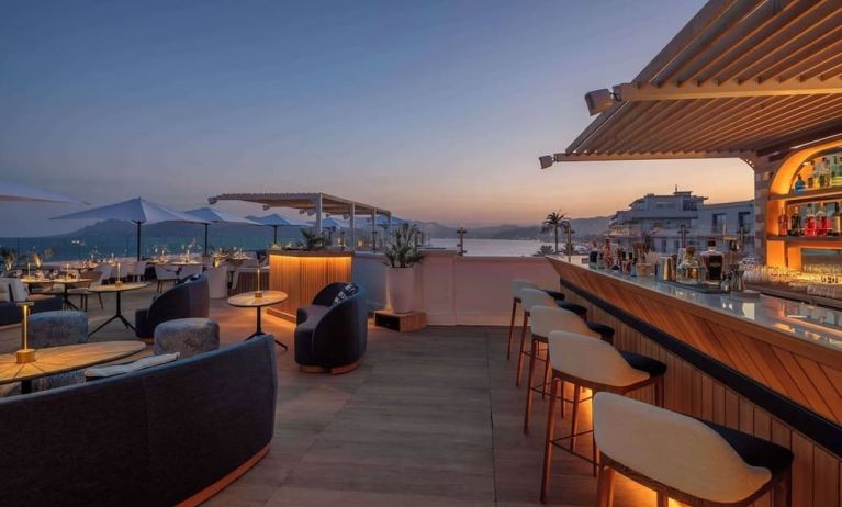 Rooftop seating at Canopy By Hilton Cannes.