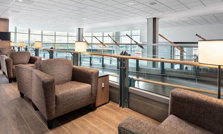 Comfortable seating at Plaza Premium Lounge, Domestic Gate C29 (YVR).