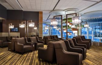 Comfortable lounge seating at Plaza Premium Lounge, Domestic Gate B15 (YVR).