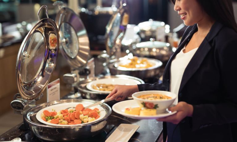 An array of food selection available at SATS Premier Lounge - Terminal 2 (SIN).
