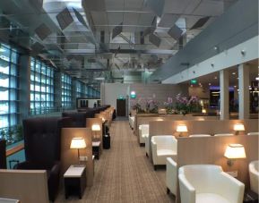 Ample seats with natural light perfect for coworking at SATS Premier Lounge - Terminal 3 (SIN).