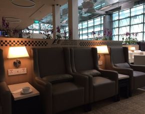 Ample seats with natural light perfect for coworking at SATS Premier Lounge - Terminal 3 (SIN).