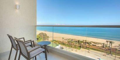 Day room with sea view at Hilton Skanes Monastir Beach Resort.