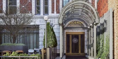 Hotel entrance at Viceroy Chicago.