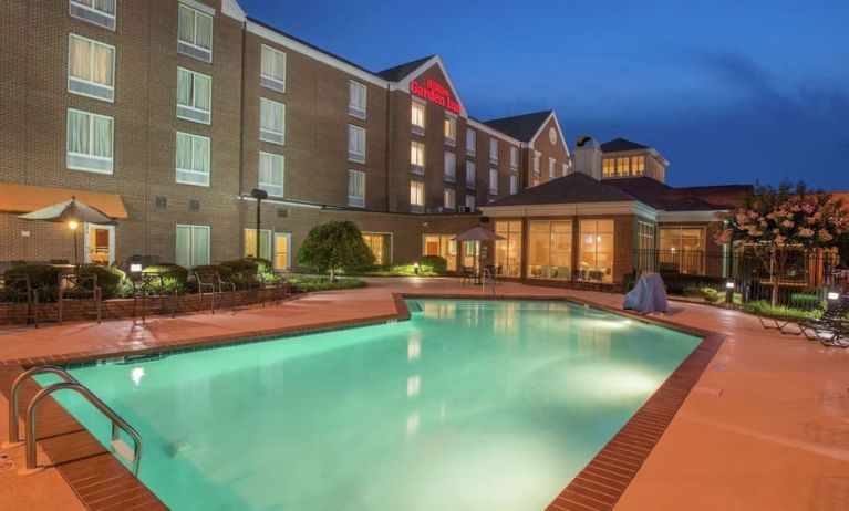 Refreshing outdoor pool at Hilton Garden Inn Macon / Mercer University.
