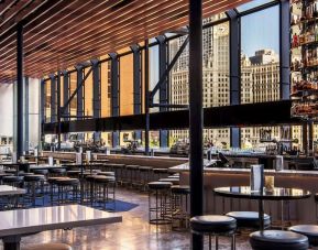 Hotel bar with natural light at Hyatt Regency Chicago.