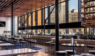 Hotel bar with natural light at Hyatt Regency Chicago.