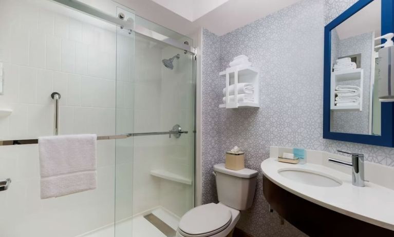 Guest bathroom with shower at Hampton Inn By Hilton Fort Lauderdale-Cypress Creek.