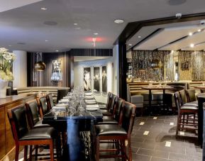 Dining area perfect for coworking at Hilton Boston Park Plaza.