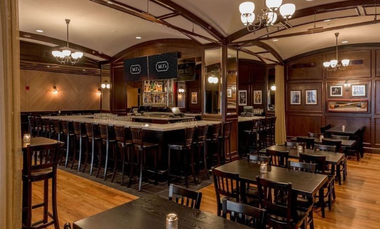 Hotel bar perfect for coworking at Hilton Boston Park Plaza.