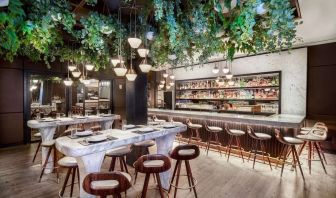 Dining area perfect for coworking at The James New York, NoMad.