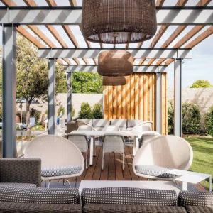 Cabanas beside the pool at Hotel Nia, Autograph Collection.