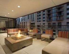 Firepit in the terrace of Home2 Suites By Hilton Chicago River North.
