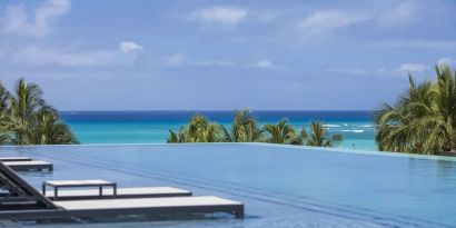 Refreshing infinity pool at Alohilani Resort Waikiki Beach.
