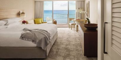 Day use room with balcony and ocean view at Alohilani Resort Waikiki Beach.