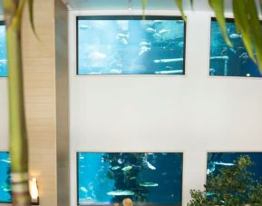 Two-story, saltwater indoor Oceanarium at Alohilani Resort Waikiki Beach.