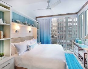 King bed with city views at Margaritaville Resort Times Square.