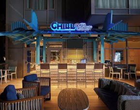 Hotel bar at night at Margaritaville Resort Times Square.