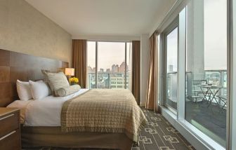 Day use room with city views at Wyndham Garden Chinatown NYC.