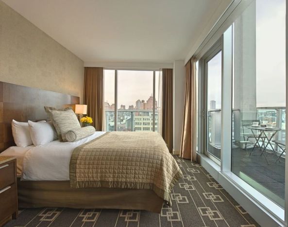 Day use room with city views at Wyndham Garden Chinatown NYC.