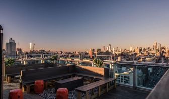 Rooftop terrace at Wyndham Garden Chinatown NYC.