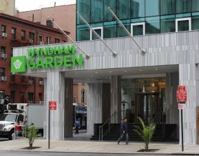 Hotel entrance at Wyndham Garden Chinatown NYC.