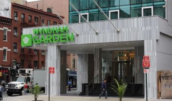 Hotel entrance at Wyndham Garden Chinatown NYC.