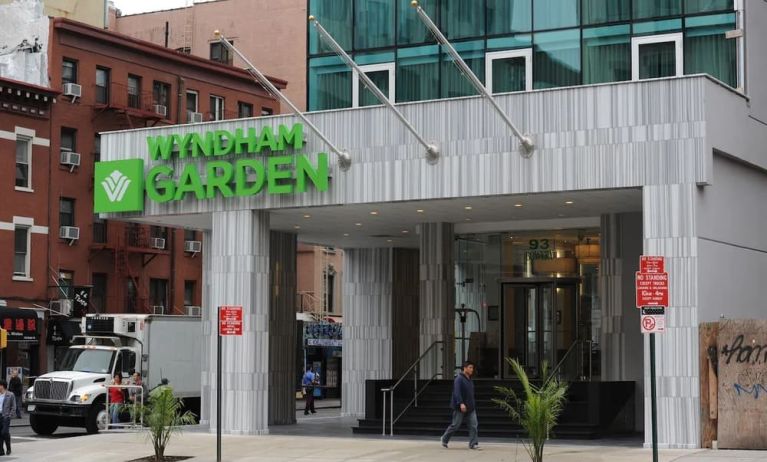 Hotel entrance at Wyndham Garden Chinatown NYC.