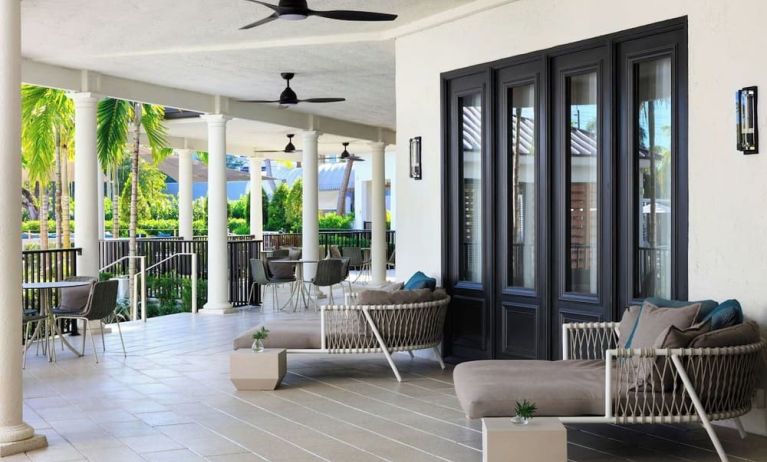 Seats in the veranda perfect for coworking at Renaissance Boca Raton Hotel.
