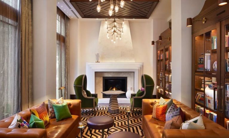 Lobby and coworking lounge at The Plaza Pioneer Park, El Paso.