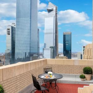 Exquisite view of the city skyline from one of the balconies at The New Yorker Hotel, A Wyndham Hotel.