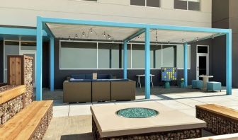 Comfortable patio perfect for coworking at Tru By Hilton Wichita Northeast.
