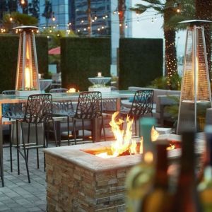 Outdoor patio at Embassy Suites By Hilton San Diego-La Jolla.