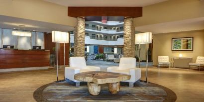 Lobby lounge at Embassy Suites By Hilton San Diego-La Jolla.